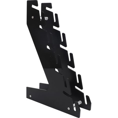 Porte-chapeaux mural en acrylique noir, pouvant contenir jusqu'à 10 chapeaux. Idéal pour une chambre ou un dressing. (1/5)