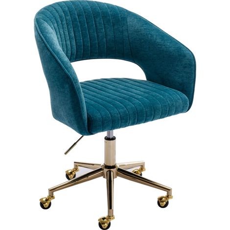 Wahson Sillas de oficina, Regulable Silla en Altura con Respaldo Hueco, Giratoria Silla de Escritorio para Dormitorio Oficina, Turquesa (1/5)