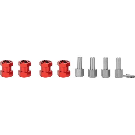 Adaptateur de moyeu hexagonal pour roue d'extension RC compatible avec D90, AX10, CC01, SCX10 et F350 (rouge) (1/5)