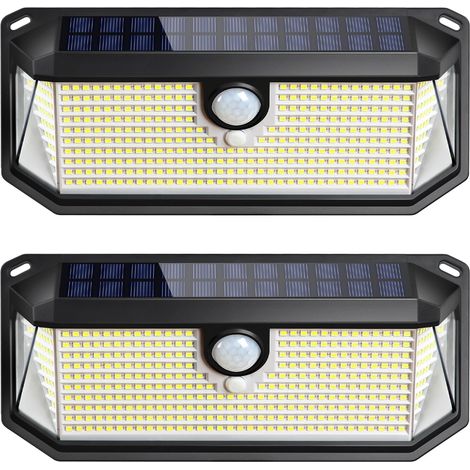 Lumières extérieures étanche, projecteur solaire à capteur de mouvement 416 LED, lumière de sécurité grand Angle solaires avec 3 Modes, paquet de 2 (1/5)