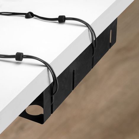 EMUCA Lot de 2 Chemin de câbles sous le bureau - Longueur 430 mm - Acier - Peint en noir (1/10)
