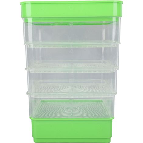 Kit de germinación apilable de 4 niveles, ahorra espacio, bandeja de cultivo multifuncional para microvegetales, brotes de soja y microvegetales, sin protección solar. (1/5)