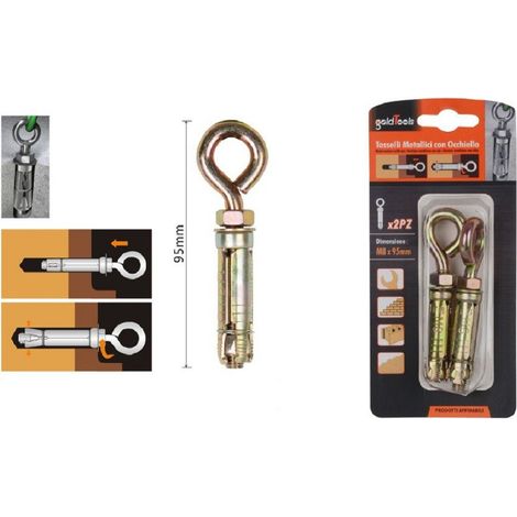 Trade Shop - Set 2pz Tasselli Metallici Occhiello Bulloni M8x95 Mm Accessori Minuteria 91049 - (1/2)