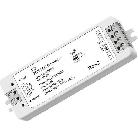 Contrôleur LED CCT pour ruban LED, variateur 2CH5A, fonction de transmission automatique, mode fondu, télécommande tactile 2,4 GHz GRF (1/5)