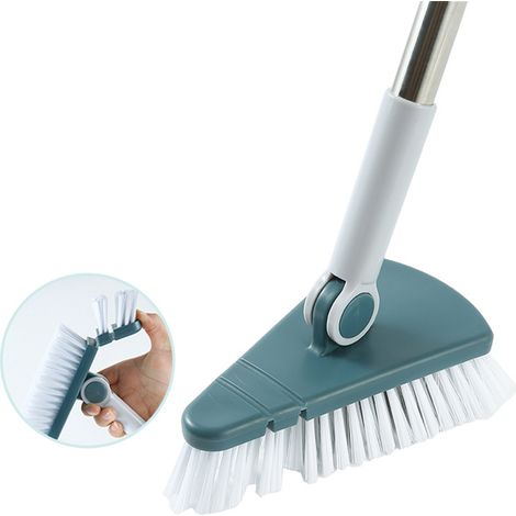 Brosse de nettoyage d'angle pliable à long manche, tête triangulaire amovible pour salle de bain, cuisine et escaliers (1/5)