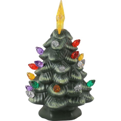 Sapin de Noël miniature en résine de 10 cm, coloré, vert, pour décoration de fenêtre ou de jardin. (1/4)