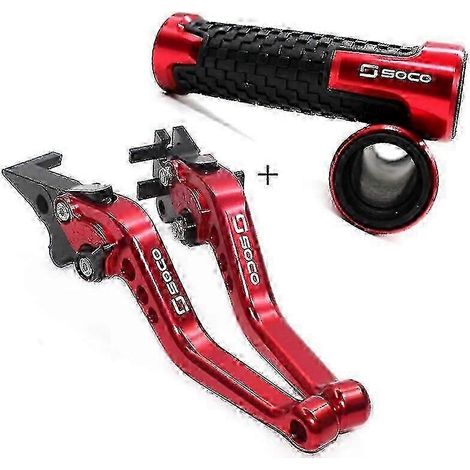 Leviers de frein et d'embrayage uniques en aluminium compatibles avec les motos Super Soco TC Max/50/Wanderer TS 50 2020-2021 (Rouge-A) (1/5)