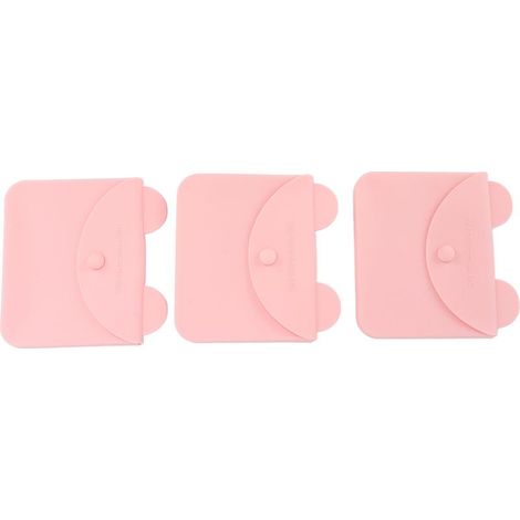 Lot de 3 boîtes de rangement en silicone rose, écologiques et portables, avec fermeture hermétique et clip de rangement temporaire anti-poussière. (1/5)
