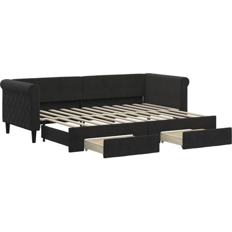 Maison Exclusive - Divano Letto Estraibile con Cassetti Nero 80x200 cm in Velluto