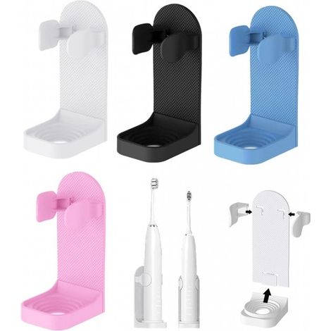 4 piezas, Soporte para cepillo de dientes eléctrico, Ajustable, Autoadhesivo, Apto para Oral B, Apto para cepillo de dientes eléctrico, Para baño (1/5)