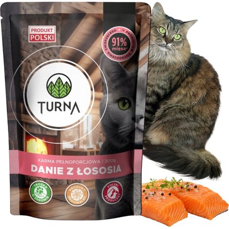 Pâtée pour chat Turna au saumon, sans céréales, 300 g (1/4)
