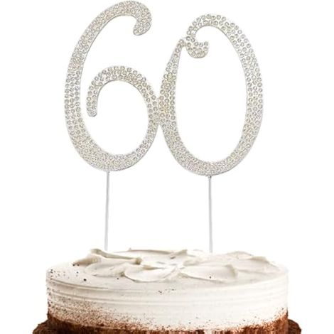 60 Ans Gateau Anniversaire Decoration, Cake Topper 60th Birthday, Déco Gâteau 60 Ans Argenté, Deco Nombre 60 Cake Topper En Strass Pour Girl Filles 60th Birthday Ou 60 Anniversaires (60) (1/5)