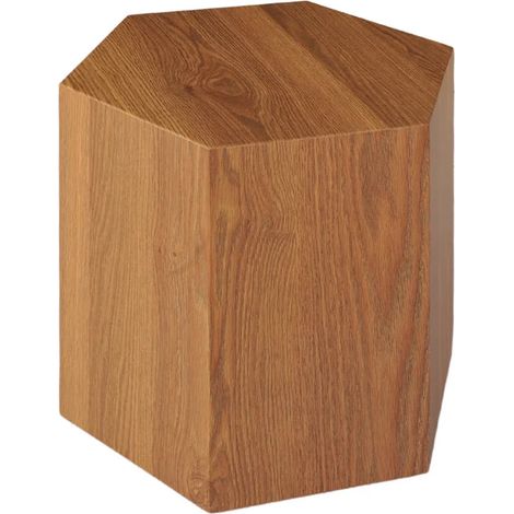 Grande table d'appoint hexagonale décor chêne H. 46 cm - CARAMELLO (1/5)