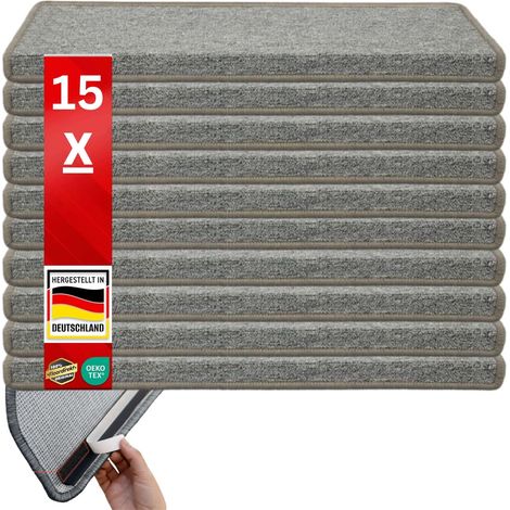 x 15 Tapis d'escalier London, Gris clair, 23,5 x 65 cm, Rectangulaire (1/4)