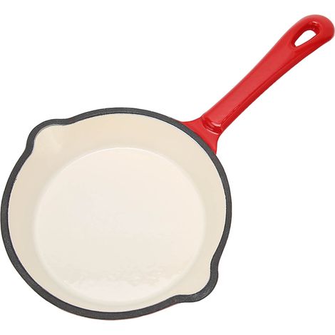Tiefe Bratpfanne aus Gusseisen mit Emaille-Doppelschicht, Antihaftbeschichtung, langem Griff, robust und langlebig – ideal für Zuhause und Restaurant (1/5)