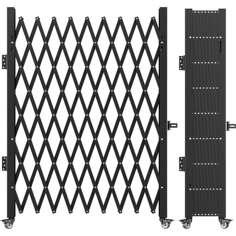Einfaches, faltbares Sicherheitstor, 198 cm H x 229 cm B, Stahlgitter im Ziehharmonika-Stil, flexible, ausziehbare Barriere, 360°-Rolltor, Scherentor mit Vorhängeschloss (1/5)
