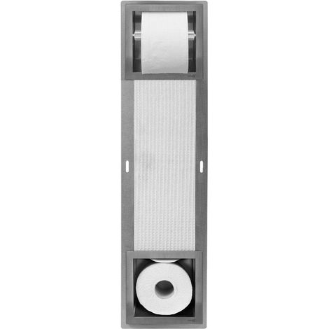 Looox Closed porte-rouleau de toilette encastré - avec porte-rouleau de réserve - 5 rouleaux - inox brossé