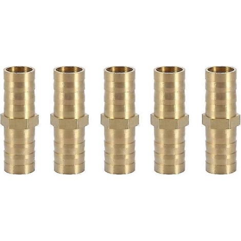 Raccord droit cannelé, adaptateur de tuyau droit bidirectionnel en laiton, joint de raccord de tuyau 10 mm (5 pièces de 10 mm) (1/4)
