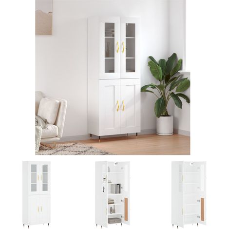 The Living Store -  Highboard Weiß 69,5x34x180 cm Holzwerkstoff (1/5)