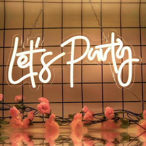 „Let's Party“-LED-Schild – 1 Stück – Acryl und Silikon – USB-Dekorationsleuchte – Party und Hochzeit – Mehrfarbig (1/5)