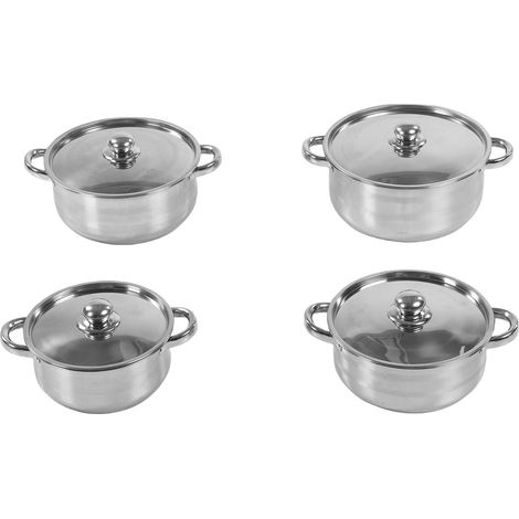 Marmite en acier inoxydable, 4 pièces, 20cm 22cm 24cm 26cm, marmite épaisse à chauffage uniforme avec couvercle pour la cuisine