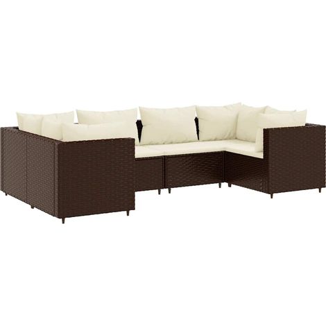 Maison Exclusive - Set Mobili da Giardino 6pz con Cuscini in Polyrattan Marrone