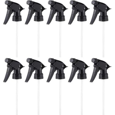 Cabezales de repuesto para pulverización, 10 unidades, plástico PET negro, para botellas estándar de 28/400 ml, pulverizador ajustable para jardinería y belleza. (1/5)