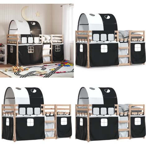 Lit superposé sans matelas 90x200 cm bois de pin massif - Lit Superpose - Lit Mezzanine - Lit Enfant - Meuble Rangement - Chambre Enfant - Home & Living