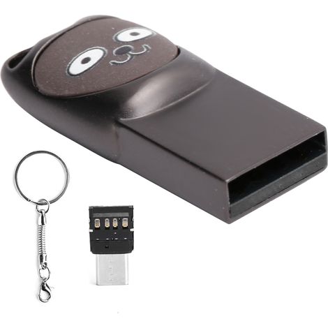 Clé USB amusante 32Go grise avec adaptateur Type-C, porte-clés pour téléphone et ordinateur (1/5)