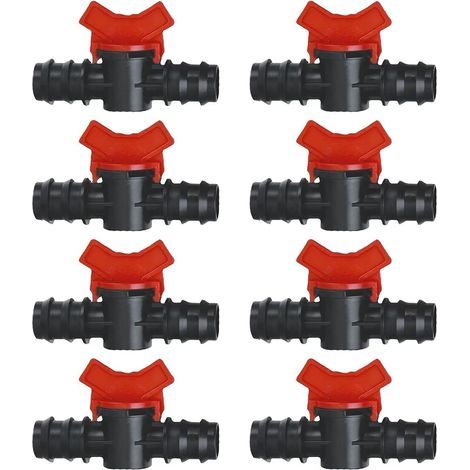 8PCS Barbed Ball Valve 20mm, Irrigation Flow Control, Durable POM Material