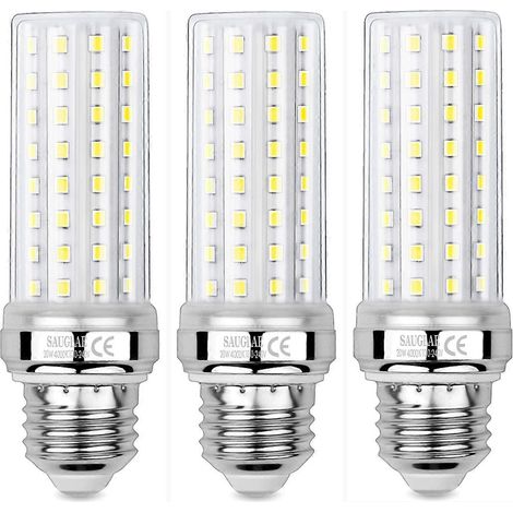 Lot de 3 ampoules LED maïs 20 W, équivalent à une ampoule à incandescence de 150 W, 2 300 lm, blanc neutre 4 000 K, culot E27.-AquaForge (1/4)