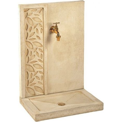 Fontaine de jardin motif feuille en pierre naturelle – Hauteur 70cm – Profondeur 33cm – Largeur 47cm – Aménagement d'eau décoratif – Hairie Grandon