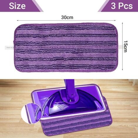 NALOOKAMIC 3PCS Lingettes Reutilisable pour Swiffer WetJet, Serpillières en Microfibre Remplacement, Chiffon Rechange pour Swiffer Wet Jet Balai Spray, Tampons de Vadrouille en Microfibre Lavable-Voil