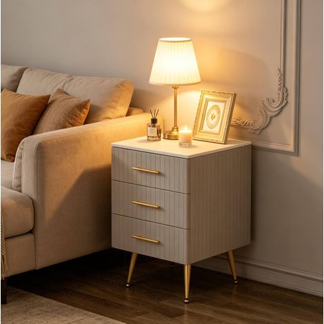Mueble auxiliar con 3 cajones MDF y terciopelo OKMYHOME (1/5)