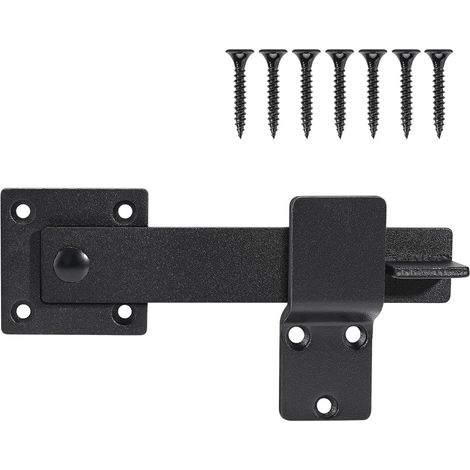 Loquet de portail à rabat avec trous de cadenas de 14 cm - Loquet de porte de grange robuste pour porte coulissante et battante, portail extérieur, abri de jardin, garage, cour - Noir mat (1/5)