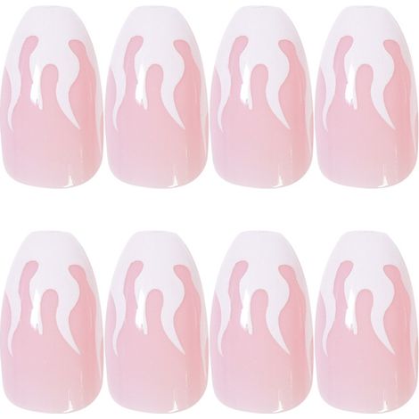 Faux ongles avec de la colle ongles roses 24 morceaux d'autocollants acryliques pour ongles, adaptés aux dames et aux filles Nail Patch (1/2)