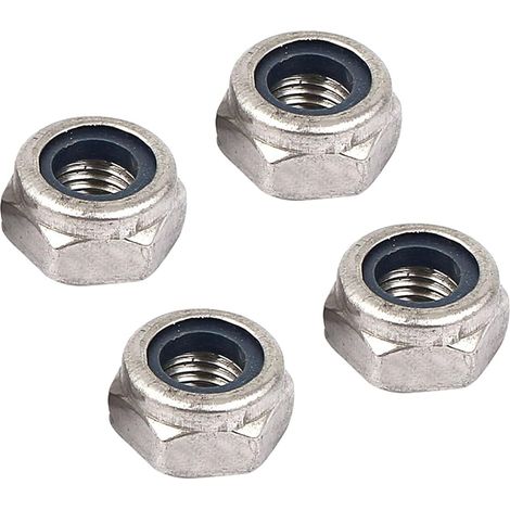 Hex Serrure Écrou Fixations M10x125mm 304 Inox Inséré Autobloquant - pour Voiture Garage navires Ton 25mm 4pcs Nylon Acier Argent (1/5)