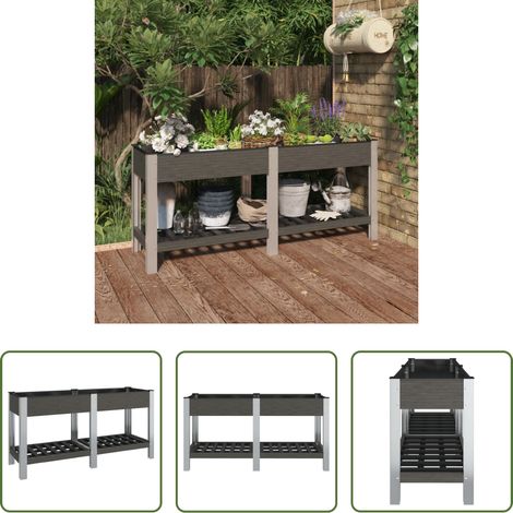 Hochbeet mit Ablage - Garten-Hochbeet mit Ablage Grau 175x50x75 cm WPC (1/5)