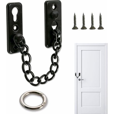 Chaîne de Sécurité pour Porte avec Vvis, Chaîne Antivol en Acier Inoxydable pour Porte avec Anneau de Retenue et Boucle à Ressort, Serrure Porte Interieure pour Hôtel, Appartement, Chambre à Coucher (1/5)