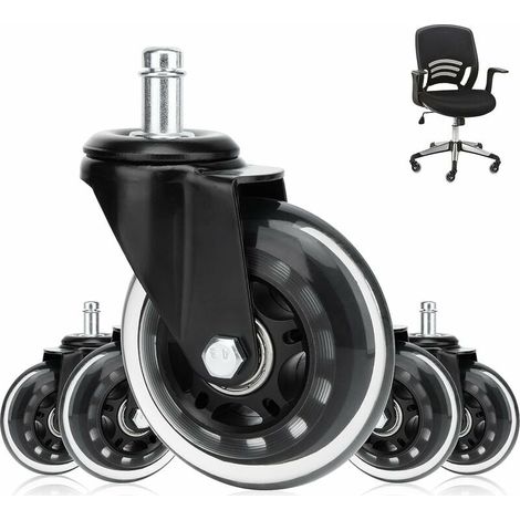 Geräuscharme Bürostuhlrollen, 5er-Pack, 360° drehbare Bürostuhlrollen, 11 mm x 22 mm Universal-Drehrollen, kugellager- und abriebfest (1/5)
