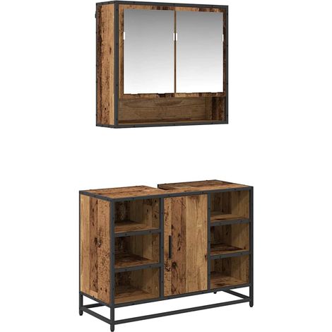 Maison Exclusive - Badezimmermöbel-Set mit Regal 2 pcs Altholz Ho