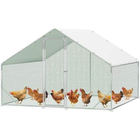 TolleTour Enclos Poulailler avec Toit 3x3x2 m en Acier Galvanisé pour Poules Extérieur