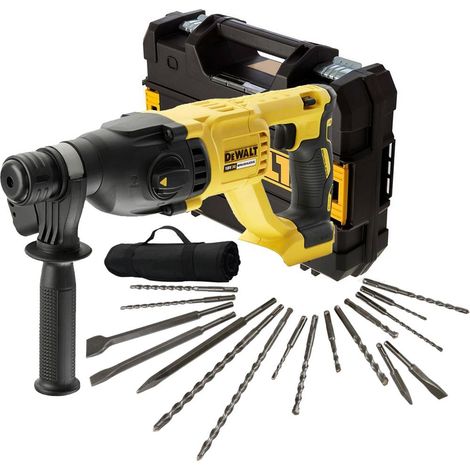 Dewalt DCH133N 18v Brushless SDS Hammer Drill 3 Mode + 17 Piece Bit Set Point (1/4)