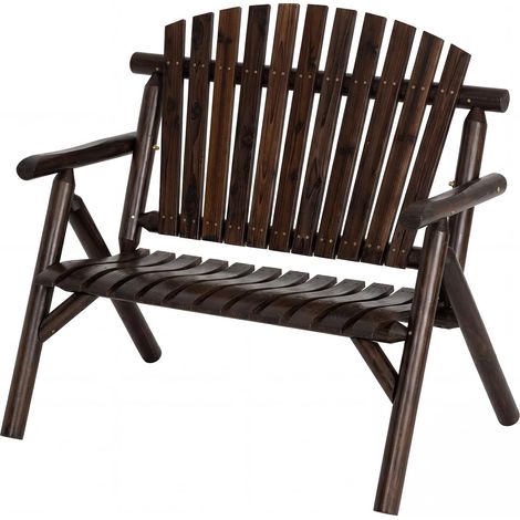COSTWAY Sedia Da Giardino Panca Poltrona Esterno Divano 2 Posti Panchina Legno Massello Mobile Arredo Divanetto Schienale Alto Adirondack Seduta A Doghe Bracc (1/5)