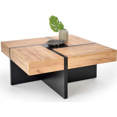 Table basse style industriel avec 4 tiroirs VIOLETA (1/5)