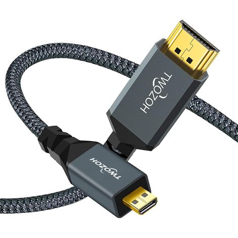 Longueur Câble Micro HDMI vers HDMI 10M, Nylon tressé Câble HDMI A vers Micro HDMI D, Supporte 3D 4K/60Hz 2.0 1080p (1/5)
