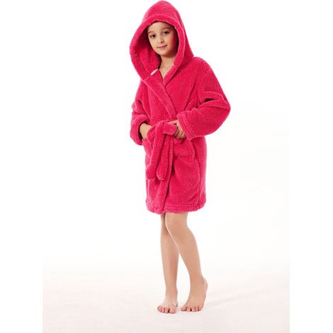 Serviette de bain en pur coton pour enfants, confortable peignoir pour filles peignoir pour garçons avec capuche ultra doux et léger rose rouge taille 110 (convient aux enfants de 4 à 5 ans). (1/5)