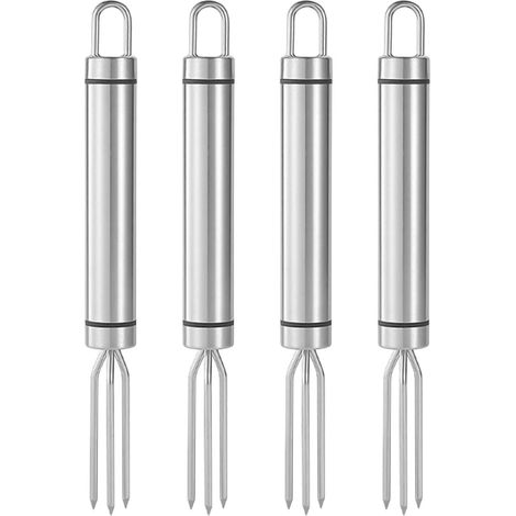 CCYKXA 4-Piece Potato Fork Set, 18.8x2cm, Stainless Steel Corn Fork with 3 Prongs, Dishwasher Safe, Versatile Tool for Fruits, Vegetables, Camping and BBQ, Peeling Aid