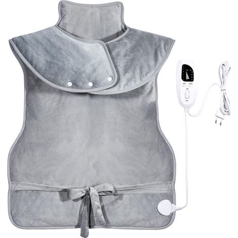 Gris,Coussin Chauffant pour dos, Electrique Epaule Taille et Nuque, Couverture Chauffante, pour Femmes Hommes, 6 Modes de Chauffage, 4 RéGlages de Minuterie, Lavable en Machine, Chauffage Rapide (1/5)