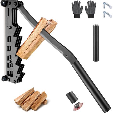 Wandmontierter Holzspalter, einzigartiger manueller Wand-Holzspalter, robust mit langen Griffen, großer Holzspalter für den Innen- und Außenbereich